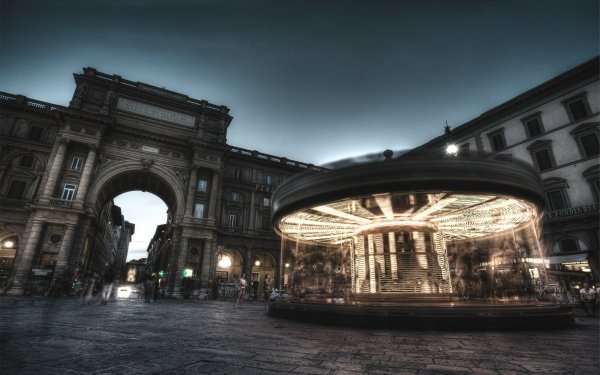 Man Made Florence Cities Italy Carousel HDR Night Architecture Building HD Wallpaper | Background Image
