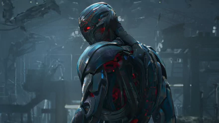 HD desktop wallpaper of Ultron from the movie Avengers: Age of Ultron, featuring a detailed, dark environment highlighting the menacing appearance of the Marvel character.