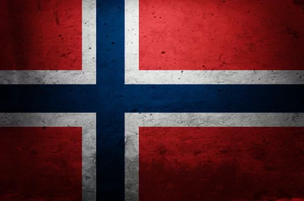 HD desktop wallpaper featuring a textured, vintage-style flag of Norway with red, white, and blue colors.
