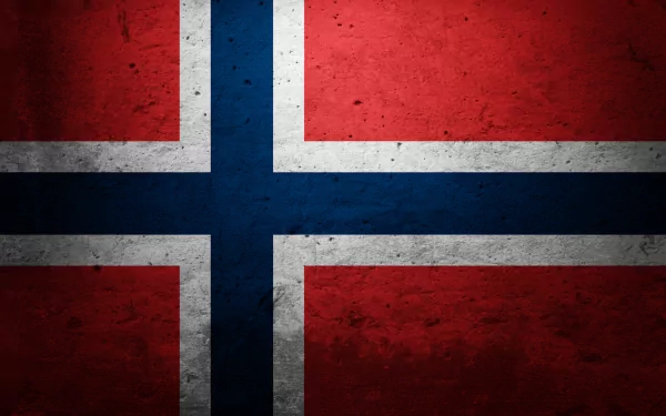 HD desktop wallpaper featuring a textured, vintage-style flag of Norway with red, white, and blue colors.