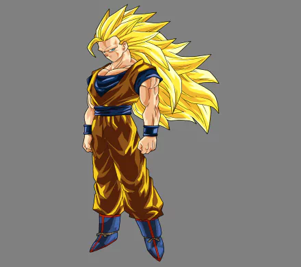 Super Saiyan 3 Goku stands confidently with his iconic long golden hair and classic orange and blue outfit, showcasing the spirit of anime from Dragon Ball Z in this HD wallpaper.