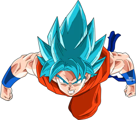 HD desktop wallpaper featuring Goku from Dragon Ball Super and Dragon Ball Z: Resurrection of F, depicted in dynamic action with his signature blue hair and battle-ready pose.