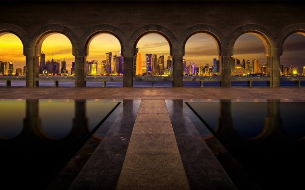 Man Made Doha Cities Arch City HD Wallpaper | Background Image