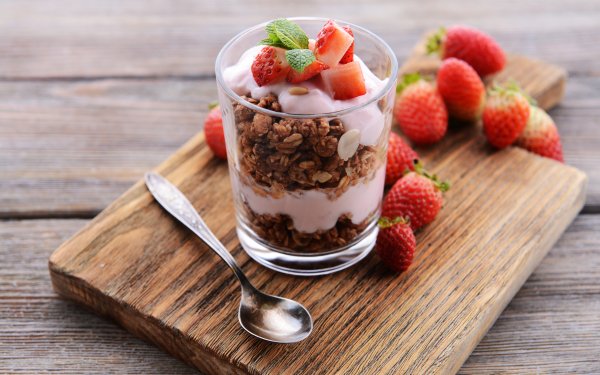 Food Dessert Strawberry Yogurt Berry Muesli HD Wallpaper | Background Image