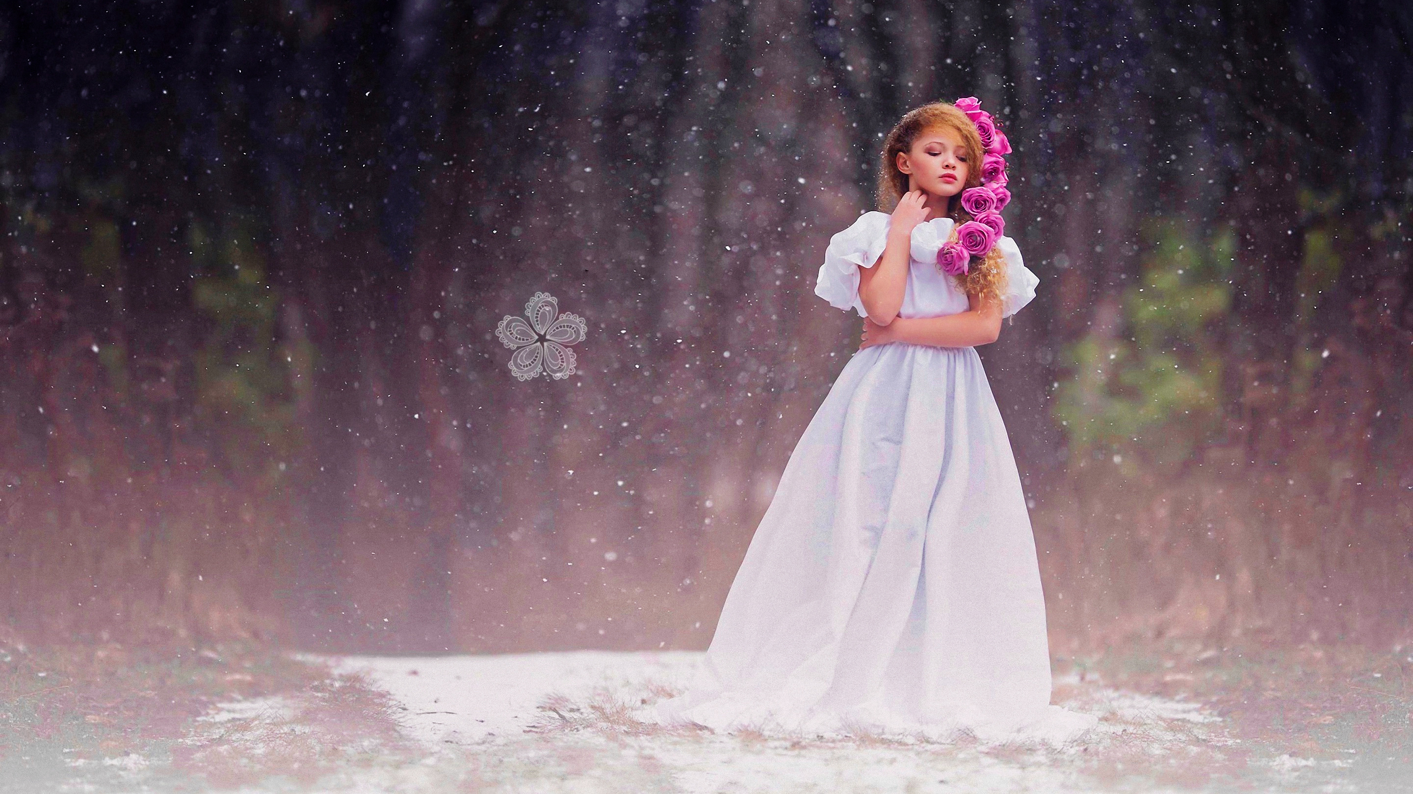 Download Rain Flower Photography Child HD Wallpaper