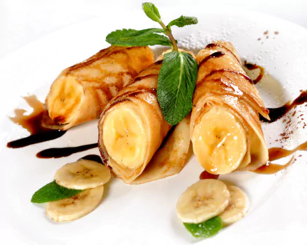 banana mint food crêpe HD Desktop Wallpaper | Background Image