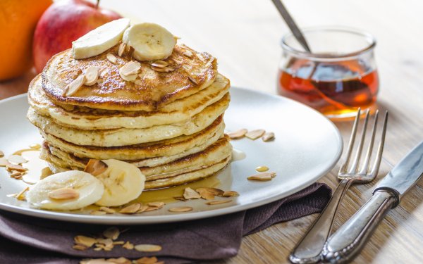 Food Pancake Breakfast Banana Honey HD Wallpaper | Background Image