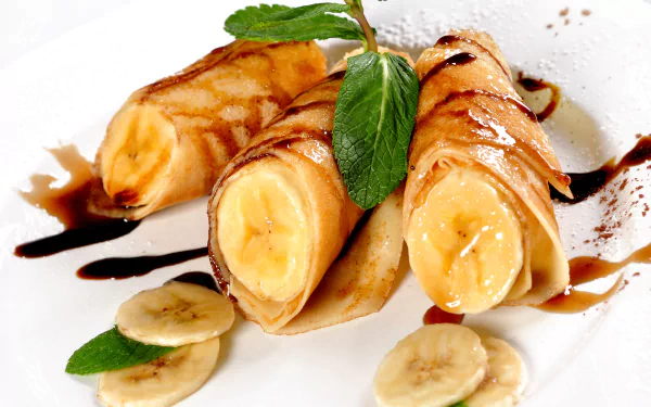 banana mint food crêpe HD Desktop Wallpaper | Background Image