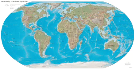 An 8K Ultra HD world map illustration, showcasing detailed geographical features and countries, set against a vibrant blue ocean background.