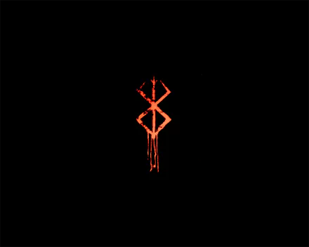 Berserk-inspired anime artwork featuring an intricate symbol in red against a black background, designed as an HD PC desktop wallpaper and background.