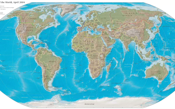 An 8K Ultra HD world map illustration, showcasing detailed geographical features and countries, set against a vibrant blue ocean background.