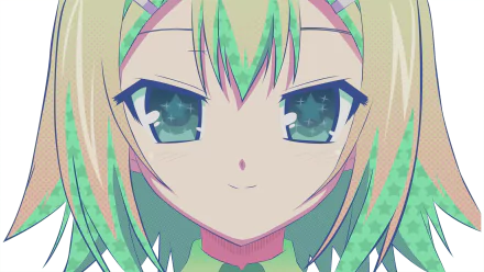 Close-up HD anime wallpaper featuring Hideyosi Kinoshita from Baka and Test with vibrant green eyes and light-colored hair.