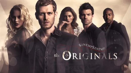 HD PC desktop wallpaper featuring main cast of the TV show The Originals, showcasing five characters against a moody, dramatic background.