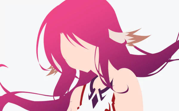 A vibrant HD desktop wallpaper featuring Jibril from the anime No Game No Life, showcasing her flowing pink hair and elegant silhouette against a soft background.