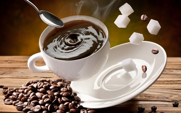 Food Coffee Cup Sugar Coffee Beans Spoon HD Wallpaper | Background Image
