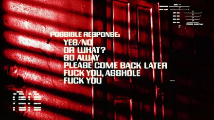 HD PC desktop wallpaper inspired by The Terminator movie, featuring a dark, red-lit background with bold digital text displaying possible responses.