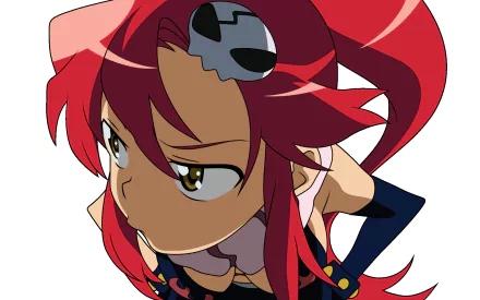 HD anime desktop wallpaper featuring Yoko Littner from Tengen Toppa Gurren Lagann with her signature red hair and determined expression.