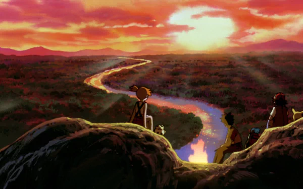 sunset sky Pikachu Ash Ketchum Brock (Pokémon) Togepi (Pokémon) Misty (Pokémon) Anime Pokémon: The First Movie anime sunset Sky Anime HD Desktop Wallpaper | Background Image