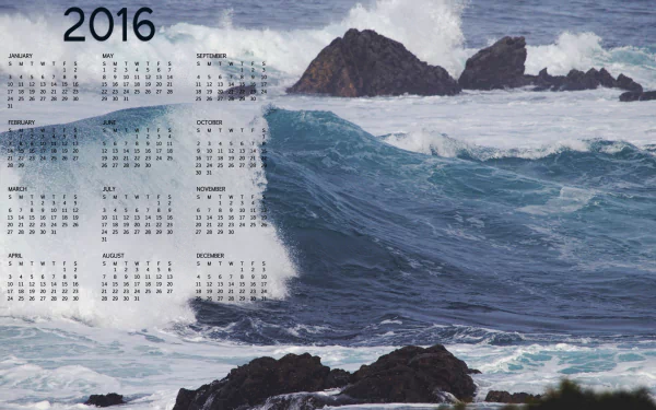  2016 Ocean Wave Calendar by Linnaea Mallette