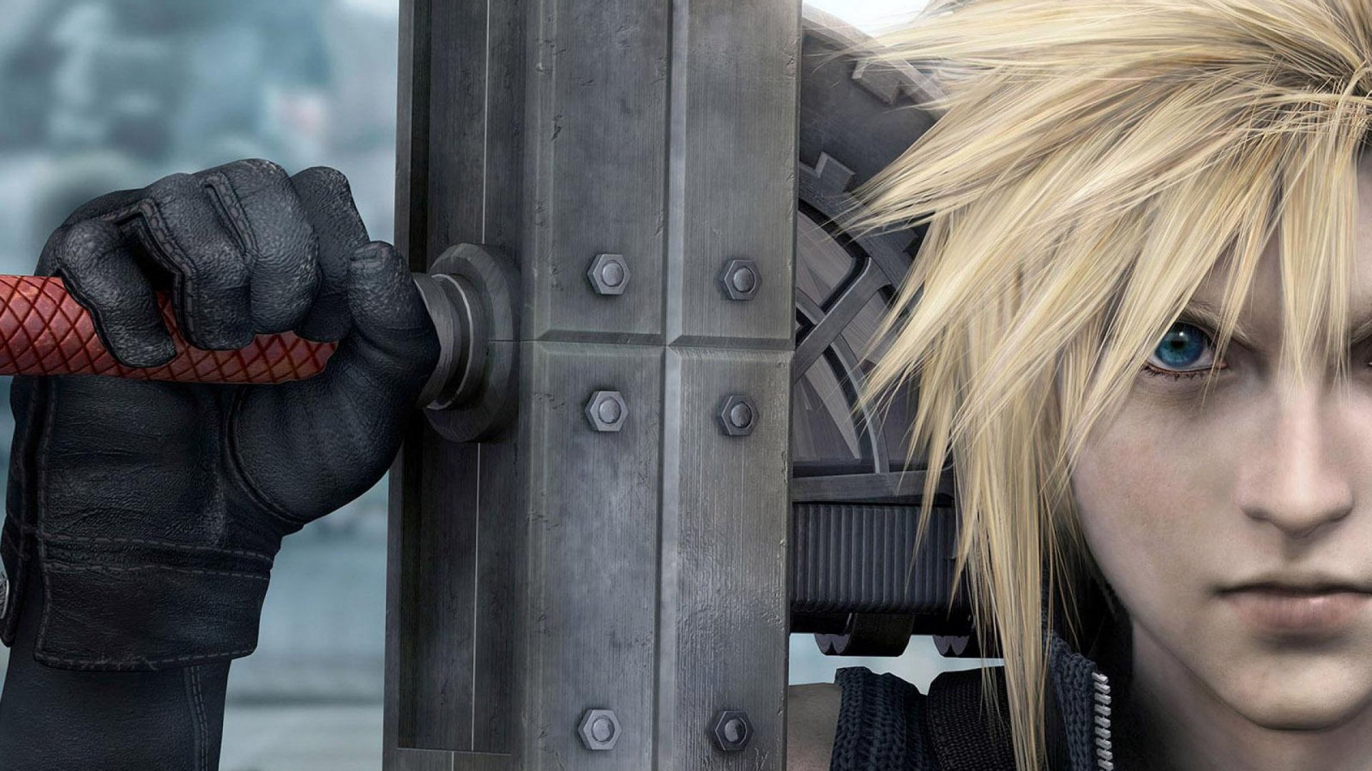 HD desktop wallpaper featuring Cloud Strife from Final Fantasy VII: Advent Children, showcasing his iconic sword and detailed anime-style fantasy design.