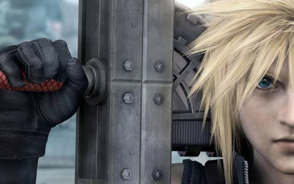 HD desktop wallpaper featuring Cloud Strife from Final Fantasy VII: Advent Children, showcasing his iconic sword and detailed anime-style fantasy design.