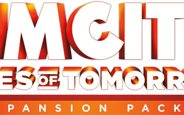 HD PC desktop wallpaper featuring bold, stylized text from the SimCity video game expansion pack Cities of Tomorrow.