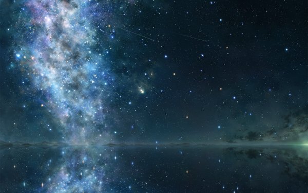 Fantasy Landscape Water Sky Light Stars HD Wallpaper | Background Image
