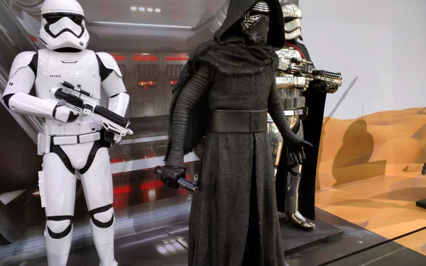 A dynamic scene featuring Captain Phasma, Kylo Ren, and a stormtrooper from Star Wars Episode VII: The Force Awakens, captured in stunning 4K Ultra HD quality.