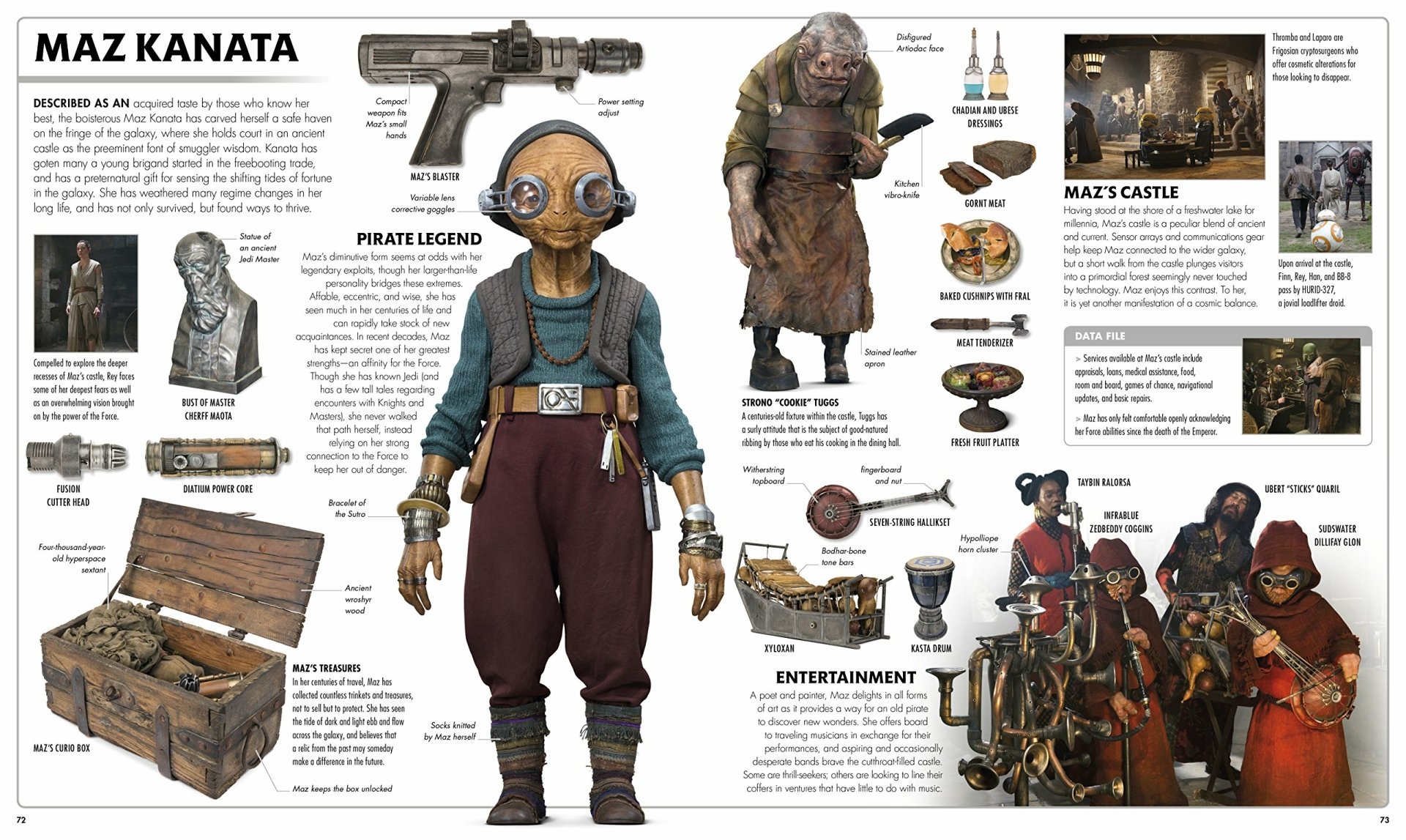 HD PC desktop wallpaper featuring Maz Kanata from Star Wars, showcasing detailed sci-fi character design, iconic props, and scenes from Maz's castle.