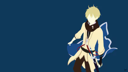 HD wallpaper featuring Zen Wistalia Clarines from the anime Snow White with the Red Hair, depicted in a stylized design against a blue background.