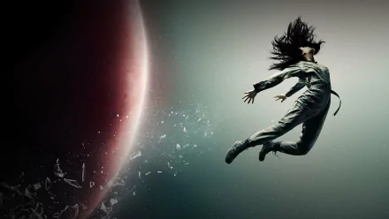 HD PC desktop wallpaper featuring a dramatic scene from the TV show The Expanse, with a floating figure against a planetary backdrop.