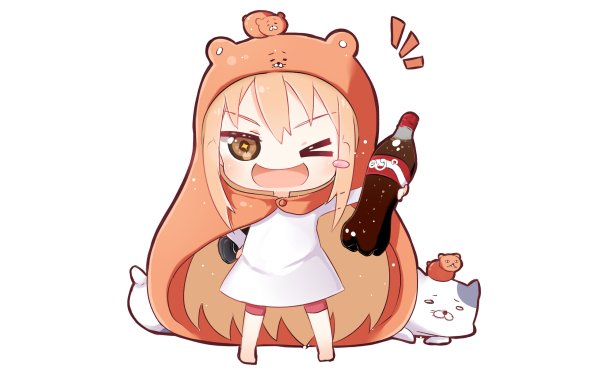 Anime Himouto! Umaru-chan Cat Hamster Wink Chibi Long Hair Brown Eyes Umaru Doma Blonde HD Wallpaper | Background Image