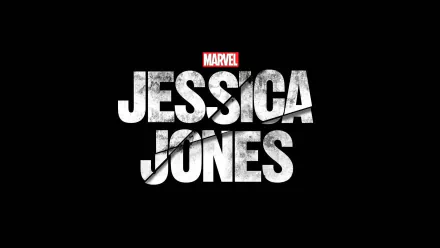 HD PC desktop wallpaper featuring the cracked white logo of the Marvel TV show Jessica Jones on a black background.
