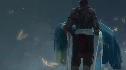 HD PC desktop wallpaper featuring League of Legends characters Lee Sin and Sona in a dark, atmospheric setting with glowing butterflies.