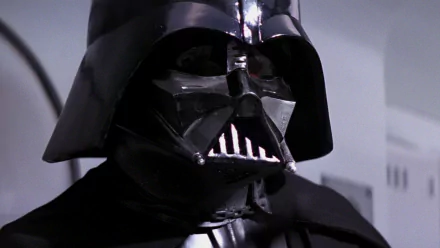 Darth Vader close-up from Star Wars Episode IV: A New Hope — HD PC desktop wallpaper showing his black helmeted mask and glossy armor.
