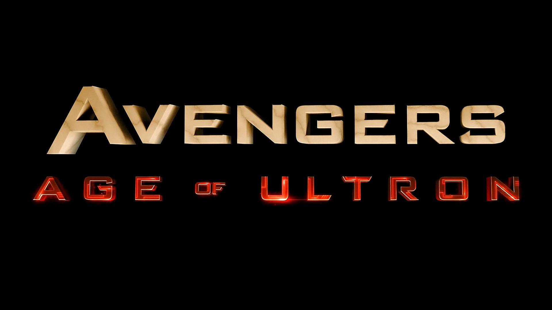 HD PC desktop wallpaper featuring the Avengers: Age of Ultron movie title with bold gold and fiery red text on a black background.