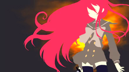 A vibrant HD desktop wallpaper featuring Shana from Shakugan No Shana, showcasing her iconic long pink hair against a dramatic background.