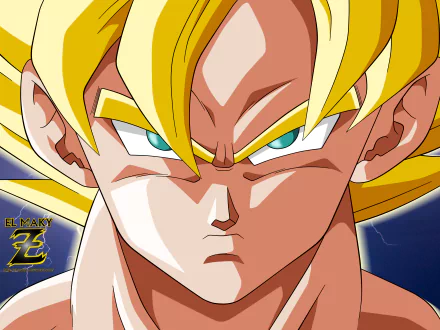 A striking HD wallpaper featuring Goku from Dragon Ball Z in his Super Saiyan form, showcasing his intense expression and iconic golden hairstyle.