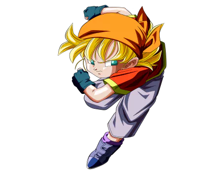 HD desktop wallpaper of Pan from Dragon Ball GT, featuring her in an action pose wearing a red shirt, gray pants, and an orange bandana against a dark background.