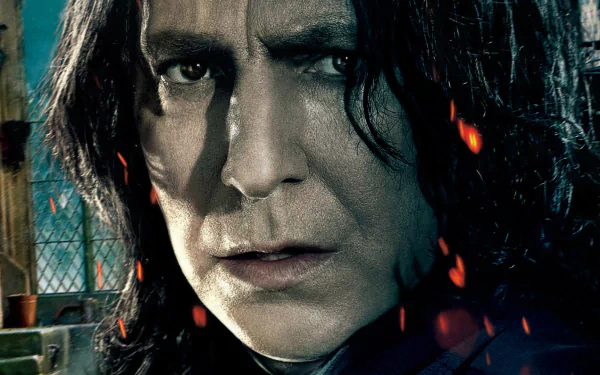 HD PC desktop wallpaper featuring a close-up of Severus Snape from the movie Harry Potter and the Deathly Hallows: Part 2.