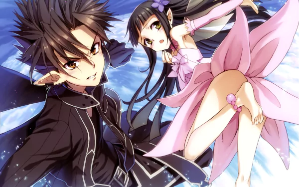 A vibrant HD wallpaper featuring Yui and Kirito from Sword Art Online, showcasing their dynamic poses against a visually striking background.