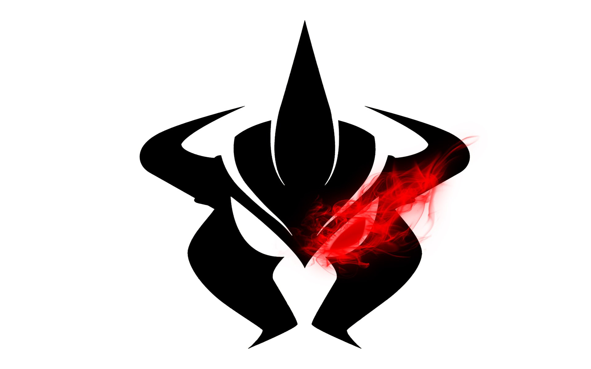 Mordekaiser emblem with a red spectral slash on white — League of Legends 2K Quad HD PC desktop wallpaper.