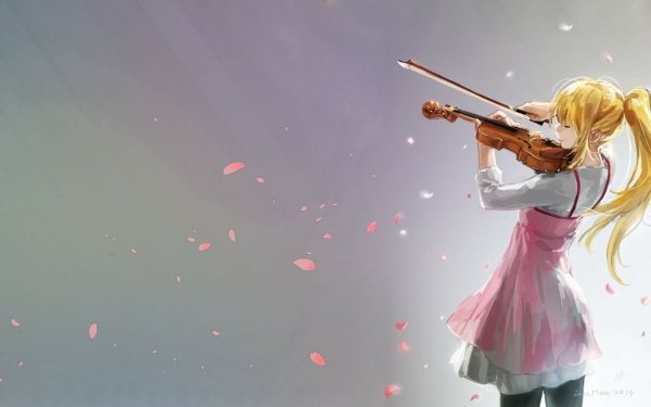 Anime Your Lie in April Kaori Miyazono Instrument Violin Long Hair Blonde HD Wallpaper | Background Image