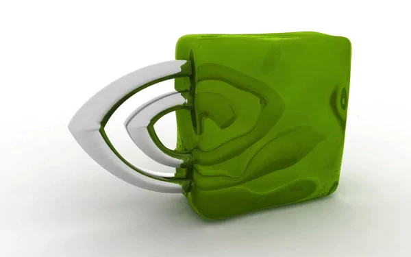 HD PC desktop wallpaper featuring a stylized green Nvidia logo with a smooth, modern design emphasizing technology and innovation.