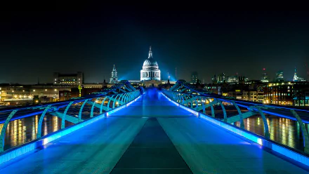 light night England London bridge man made Millennium Bridge HD Desktop Wallpaper | Background Image