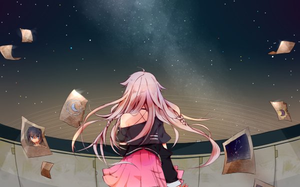 Anime Vocaloid Long Hair Braid IA Skirt Sky Stars Pink Hair HD Wallpaper | Background Image