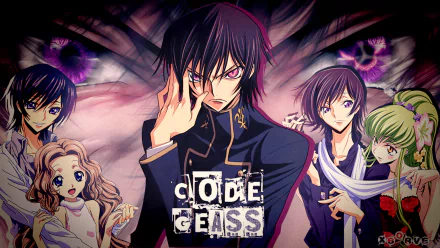 High-definition wallpaper featuring characters from Code Geass, including Lelouch Lamperouge, Nunnally Lamperouge, and others, set against a dramatic background.
