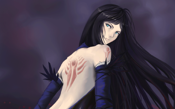 Video Game Castlevania: Order Of Ecclesia Castlevania Shanoa Long Hair Black Hair Blue Eyes Tattoo Fantasy HD Wallpaper | Background Image
