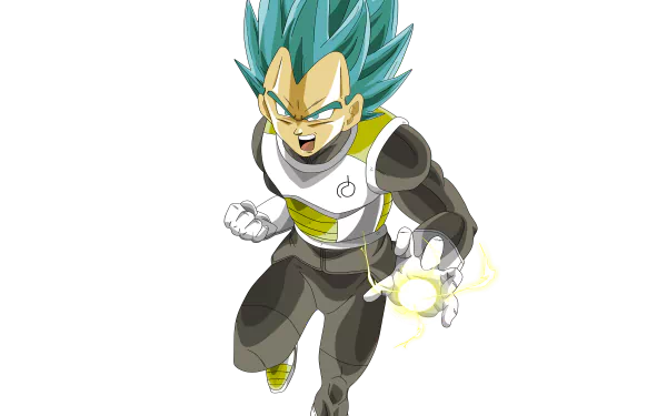 HD wallpaper featuring Vegeta from Dragon Ball Super, showcasing his iconic blue hair and fierce expression as he charges energy for a powerful attack. An engaging anime background.