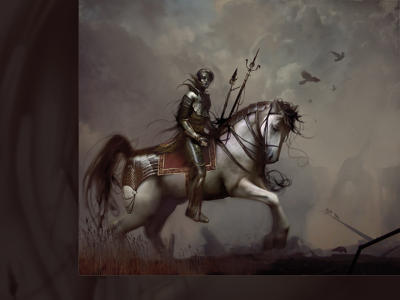 Galloping horse in a vibrant digital artwork by Linda Bergkvist.